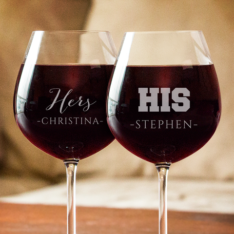 Couples His and Hers Wine Glass