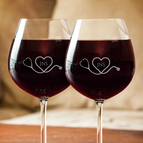 Stethoscope Heart Wine GLass