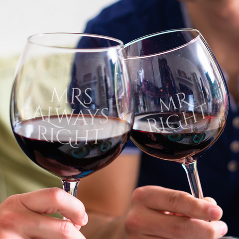 Mr Right and Mrs Always Right Wine Glass