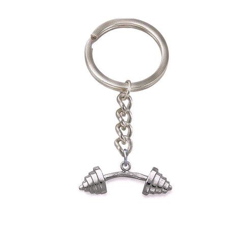 dumbbell weight barbell keychain