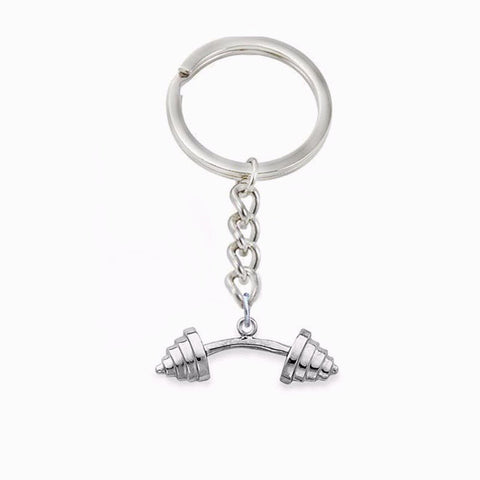 dumbbell weight barbell keychain