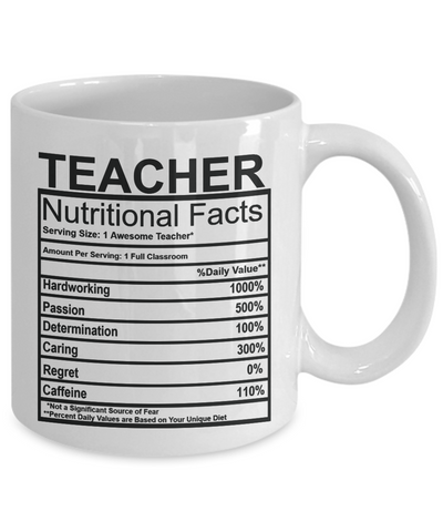 Teacher Nutritional Facts Mug