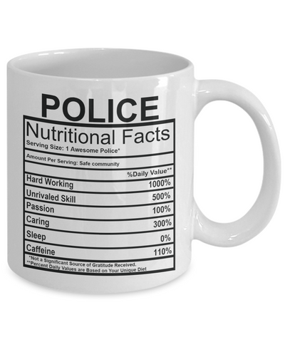 Police Nutritional Facts Mug