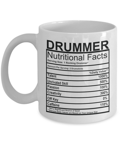 Drummer Nutritional Facts Mug