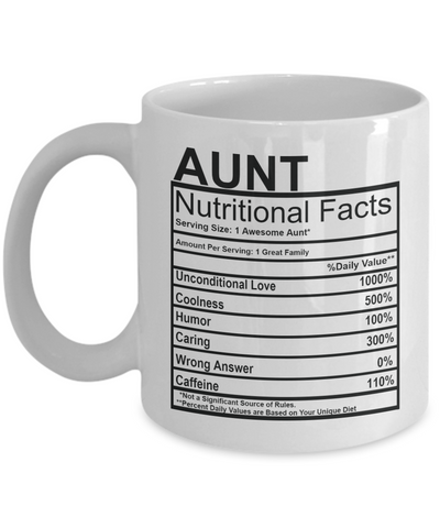 Aunt Nutritional Facts Mug