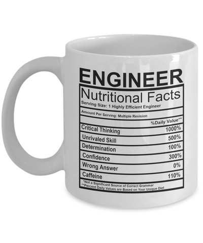 Engineer Nutritional Facts Mug