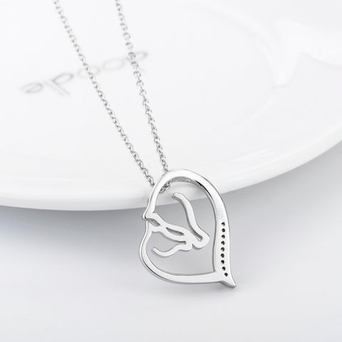 100% Sterling Silver Horse Pendant Necklace