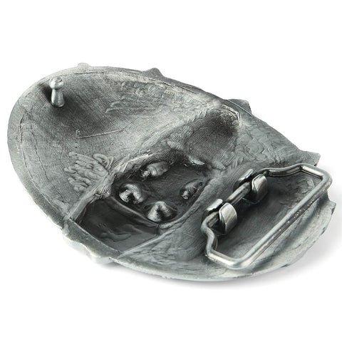 Western Ghost Skeleton Cowboy Skull Belt Buckle