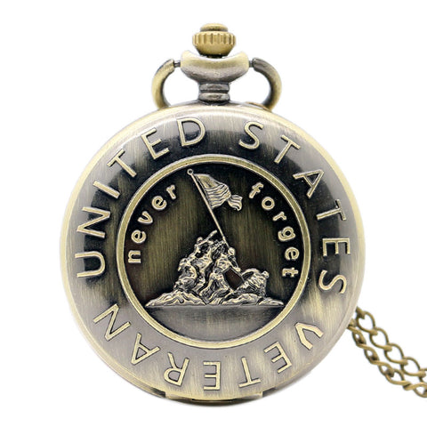 Bronze United States Veterans Never Forget Pocket Watch