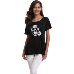 Women Horse Punk Skull Soul Chariot T-shirt