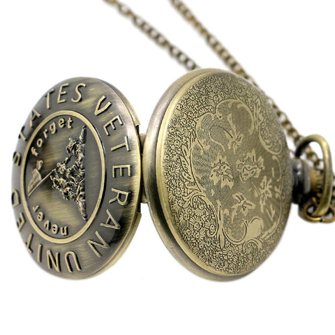 Bronze United States Veterans Never Forget Pocket Watch