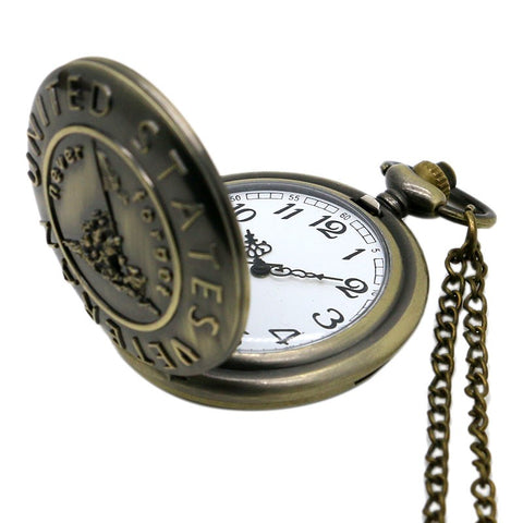 Bronze United States Veterans Never Forget Pocket Watch