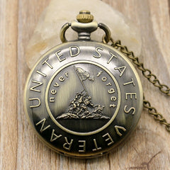 Bronze United States Veterans Never Forget Pocket Watch