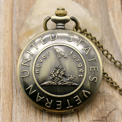 Bronze United States Veterans Never Forget Pocket Watch