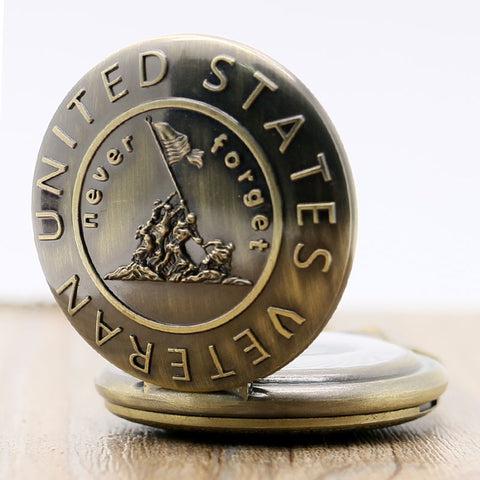 Bronze United States Veterans Never Forget Pocket Watch